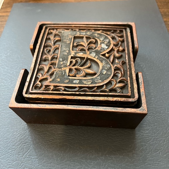 4 coasters sparkling letter B - Picture 2 of 4